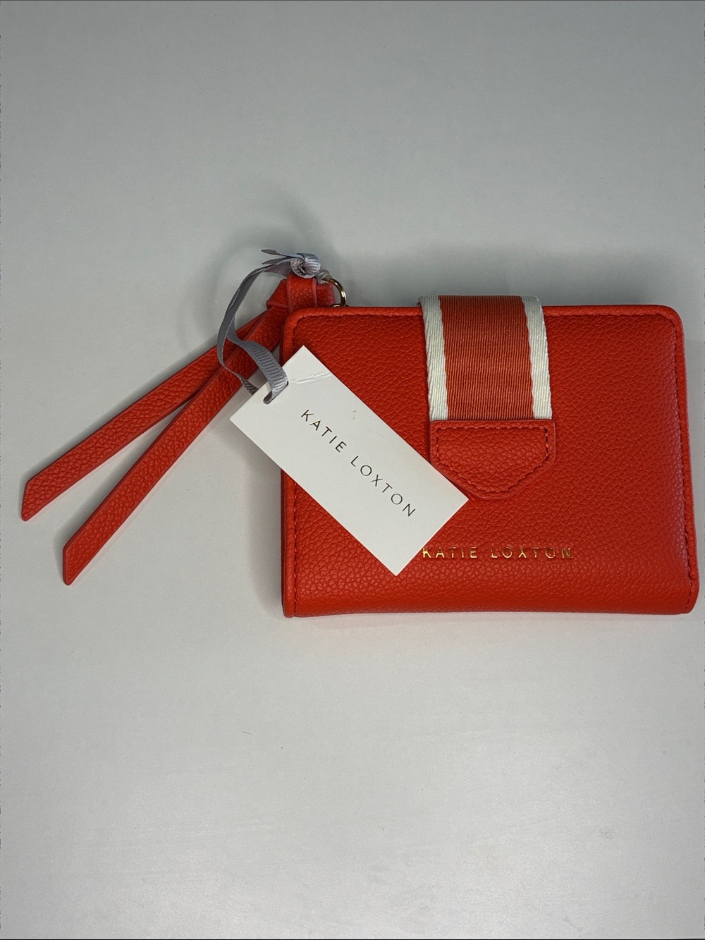 Katie Loxton Orange Leather Zip Wallet with Stripe Detail